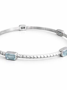 Sterling Silver Blue Topaz Bangle Bracelet New